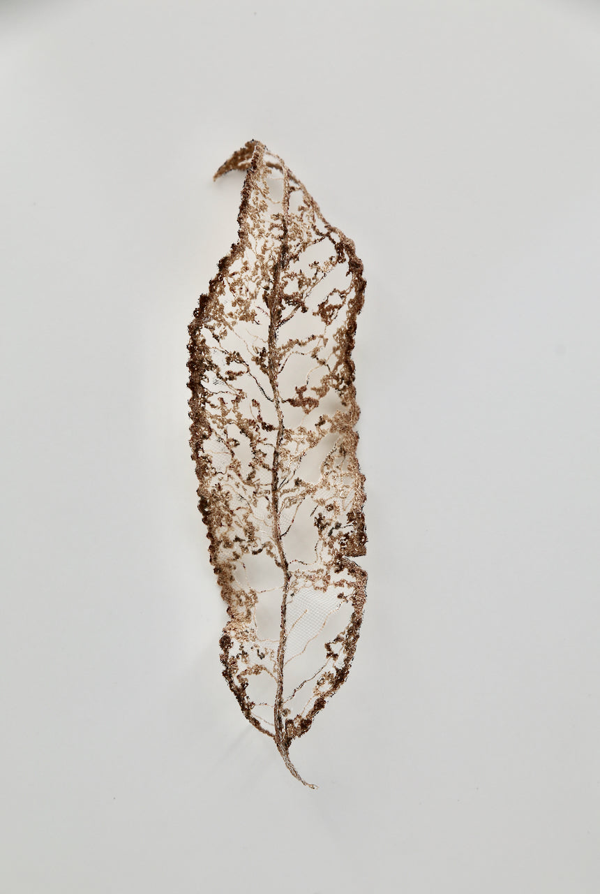 Mahoe Leaf sculptural embroidery