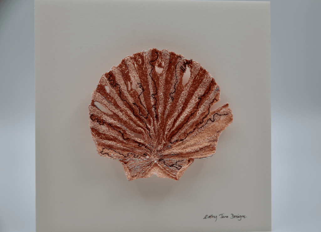 Scallop Shell Sculptural Embroidery. Sculptured Embroidery Fauna