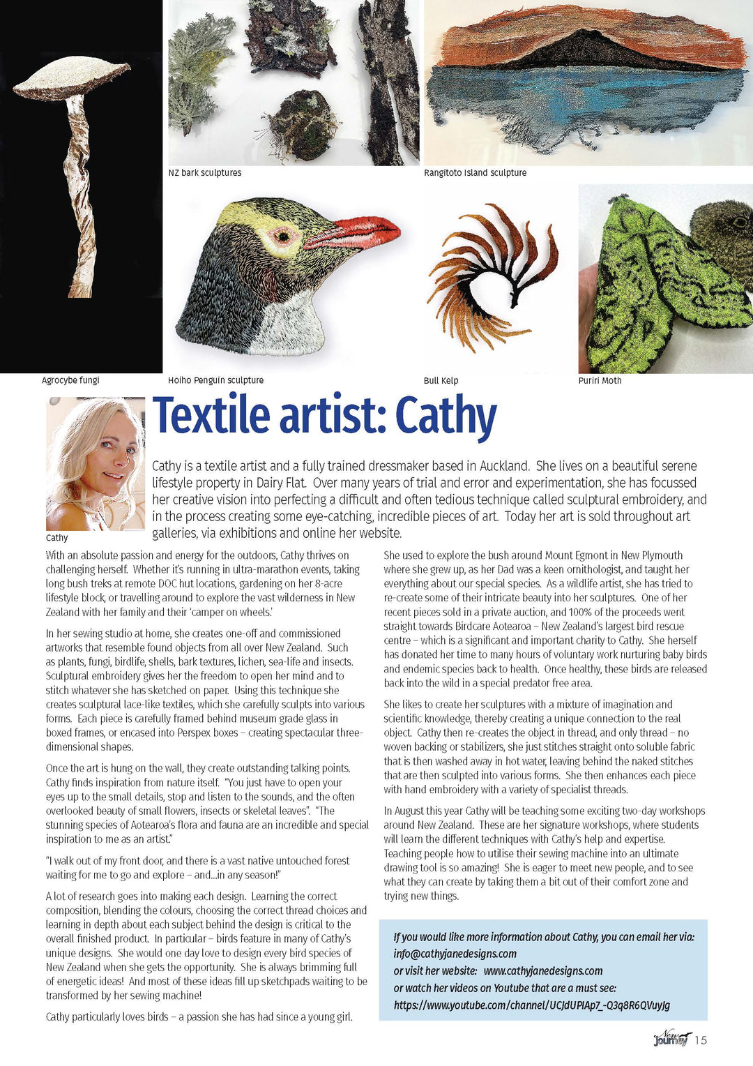 New Journey magazine article:  Textile Artist: Cathy Brickhill