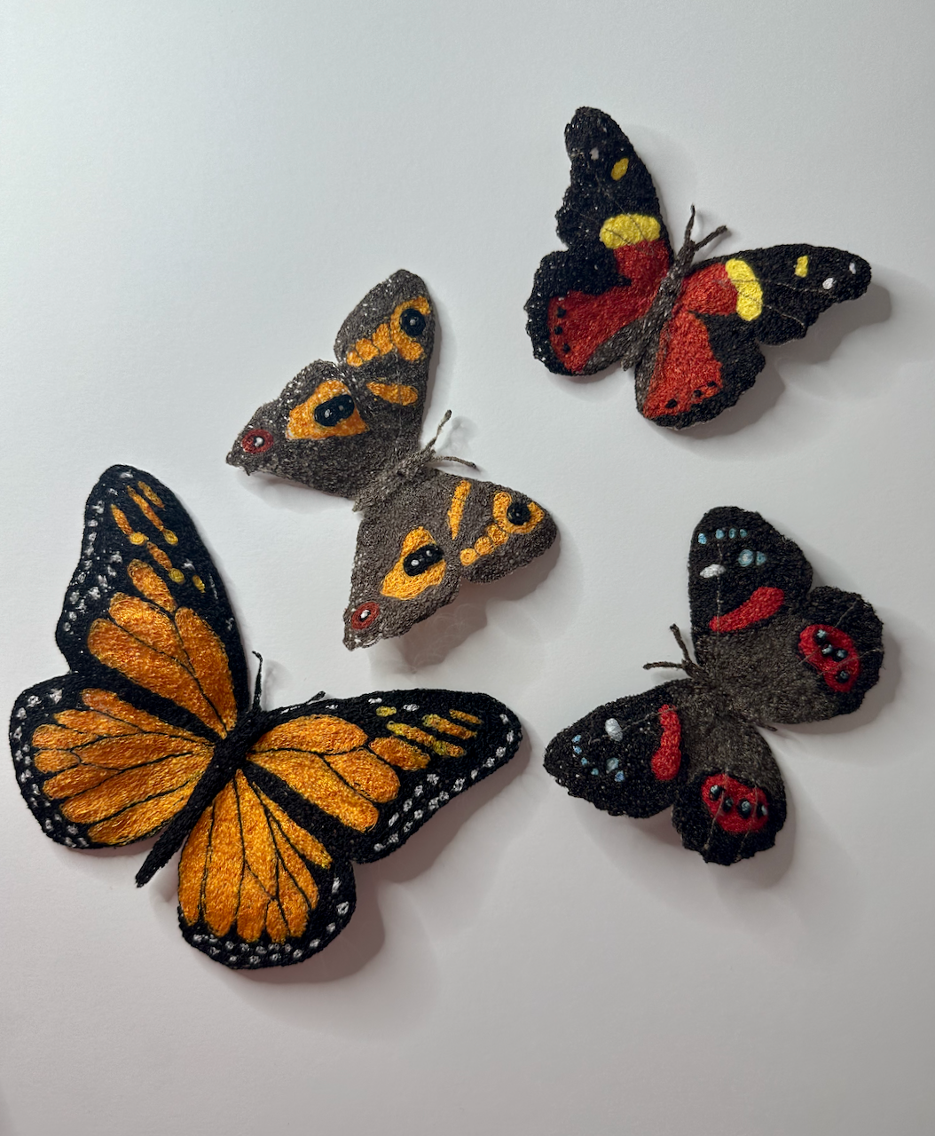 Butterflies of New Zealand sculptural embroidery