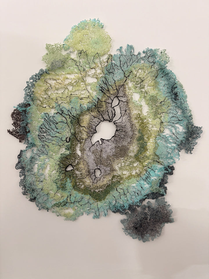 Symbiosis (Greenshield Lichen) 3D Thread Sculpture.