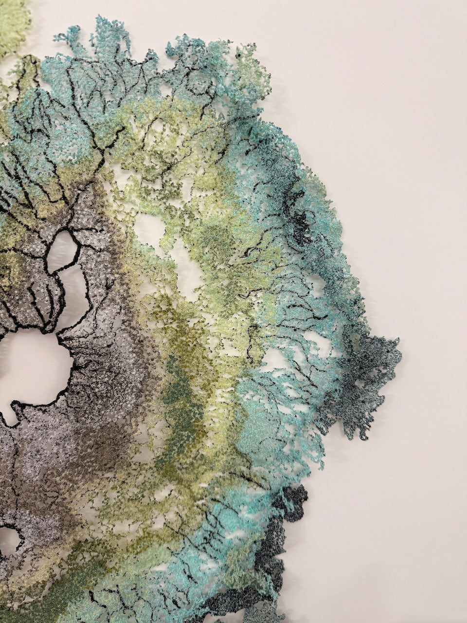 Symbiosis (Greenshield Lichen) 3D Thread Sculpture.