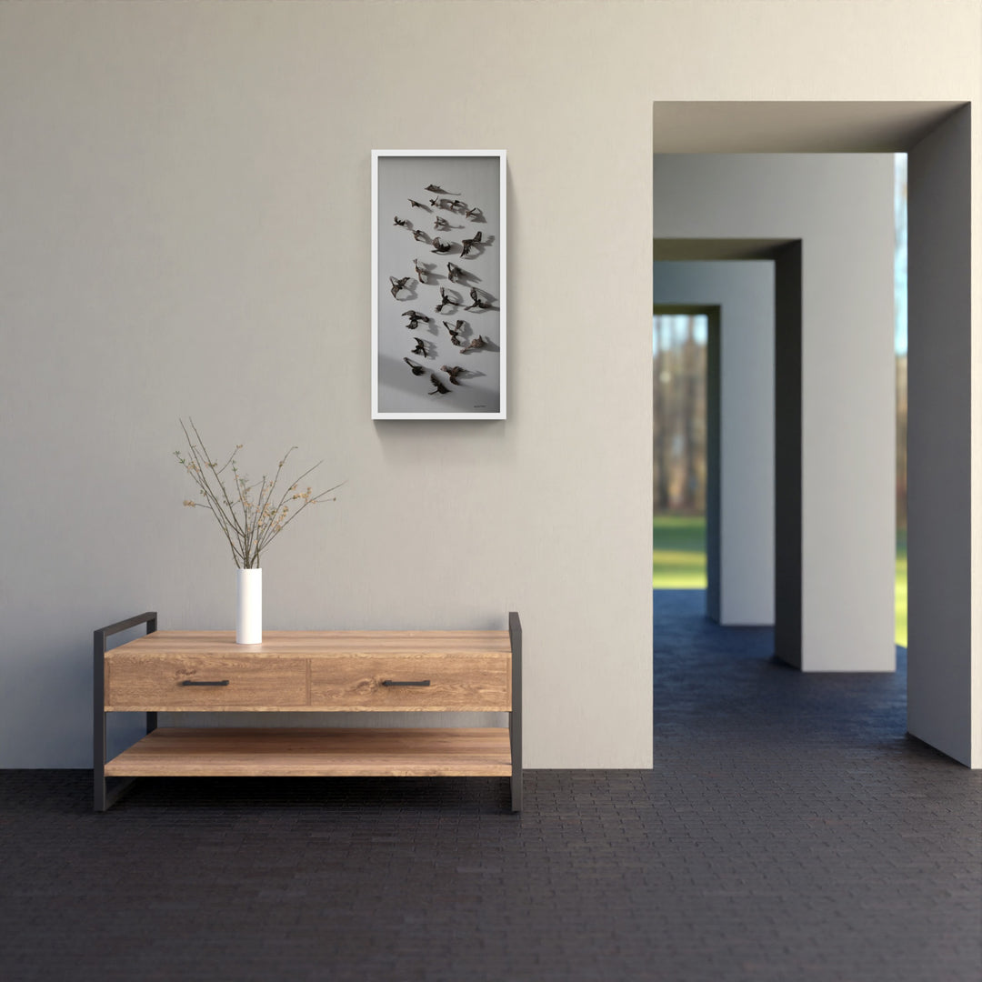 Pirouetting Piwakawaka 3D Thread Sculpture.