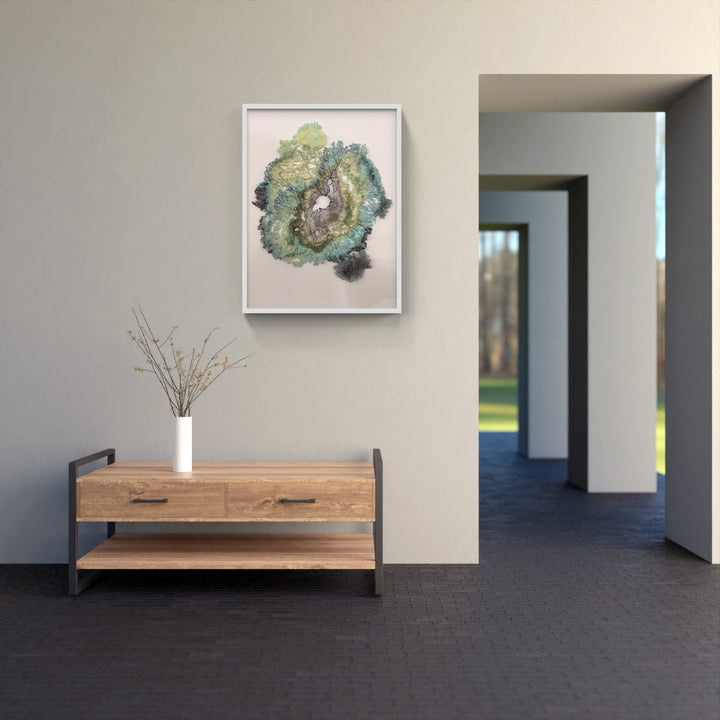 Symbiosis (Greenshield Lichen) 3D Thread Sculpture.