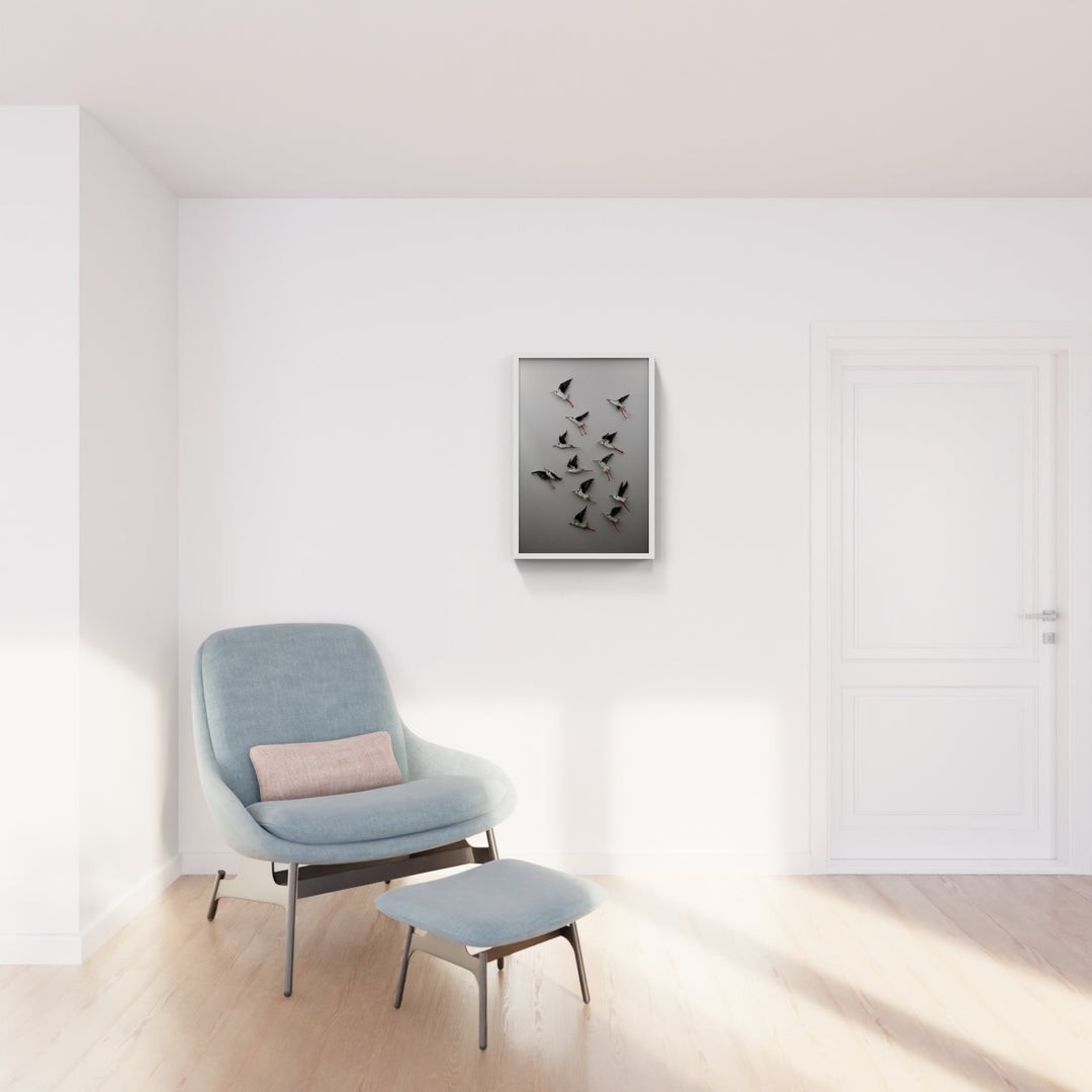 Return of the Pied Stilt 3D Thread Sculpture.