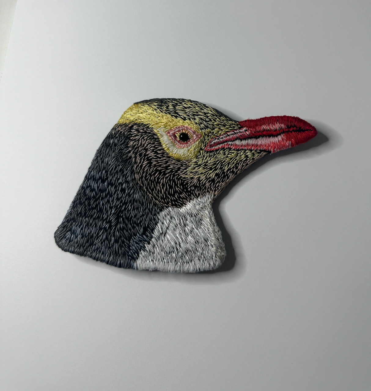 Yellow eyed penguin 'Hoiho'  sculptural embroidery