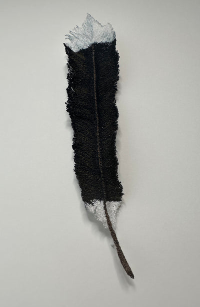 Huia feather sculptural embroidery