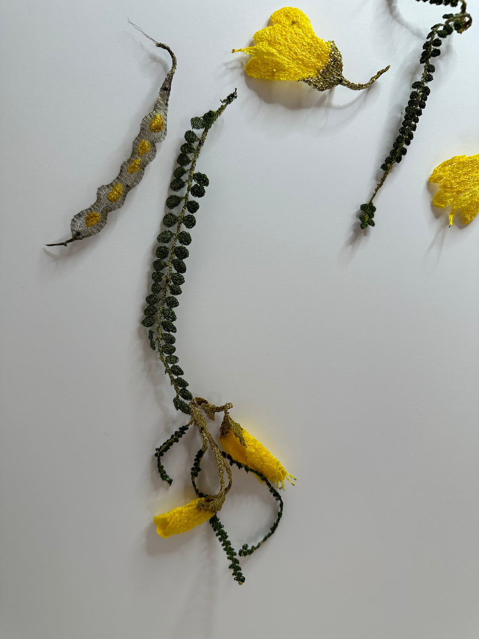 Kowhai wreath 3D Thread Sculpture.