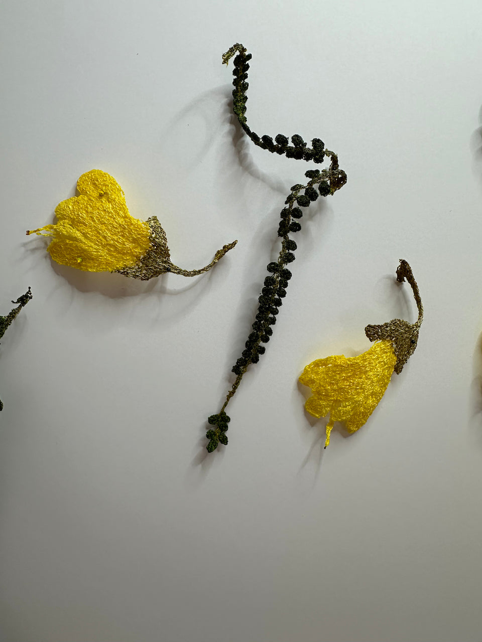 Kowhai wreath 3D Thread Sculpture.