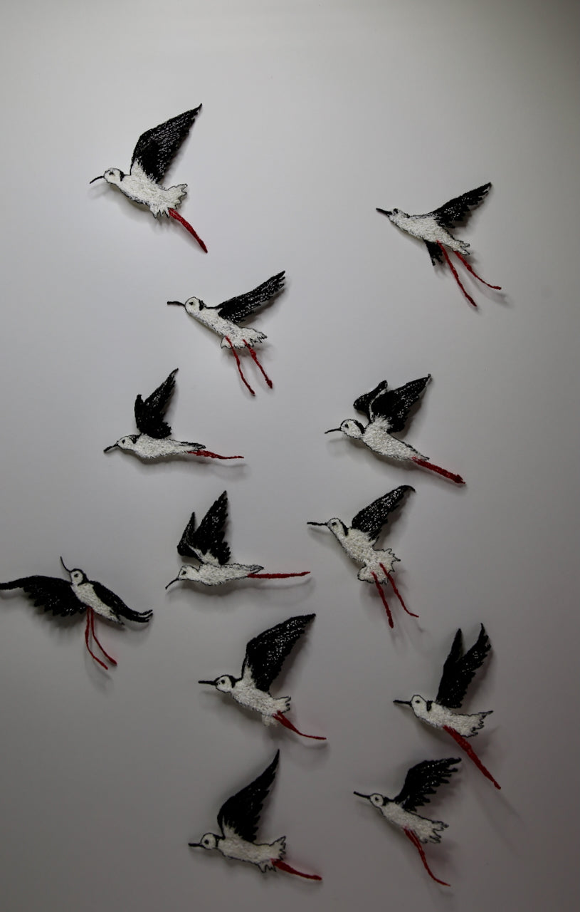 Return of the Pied Stilt 3D Thread Sculpture.