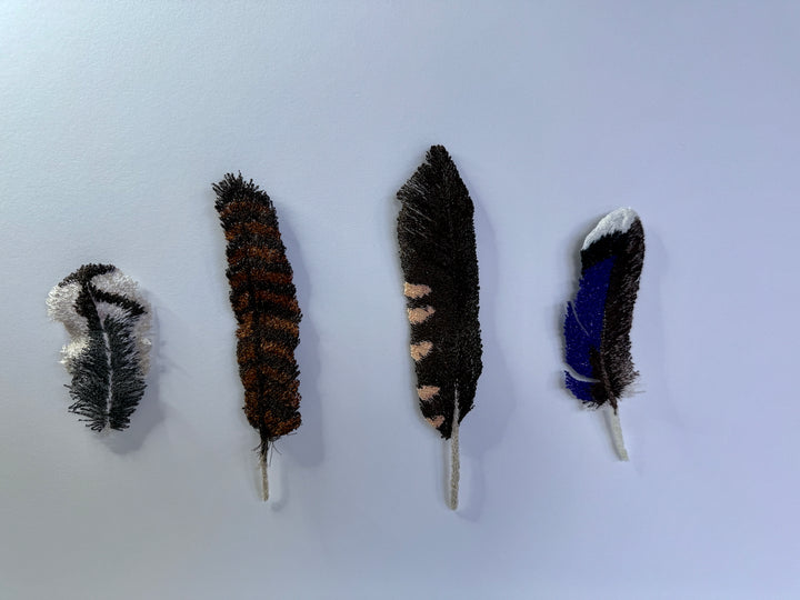 NZ bird feathers 3D Thread Sculpture. #4.