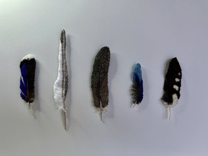 NZ bird feathers 3D Thread Sculpture. #5.