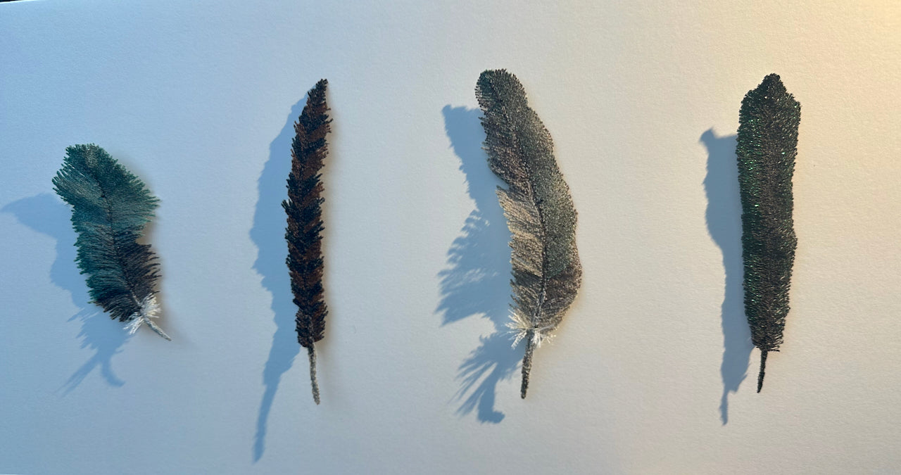 NZ bird feathers 3D Thread Sculpture. #2.