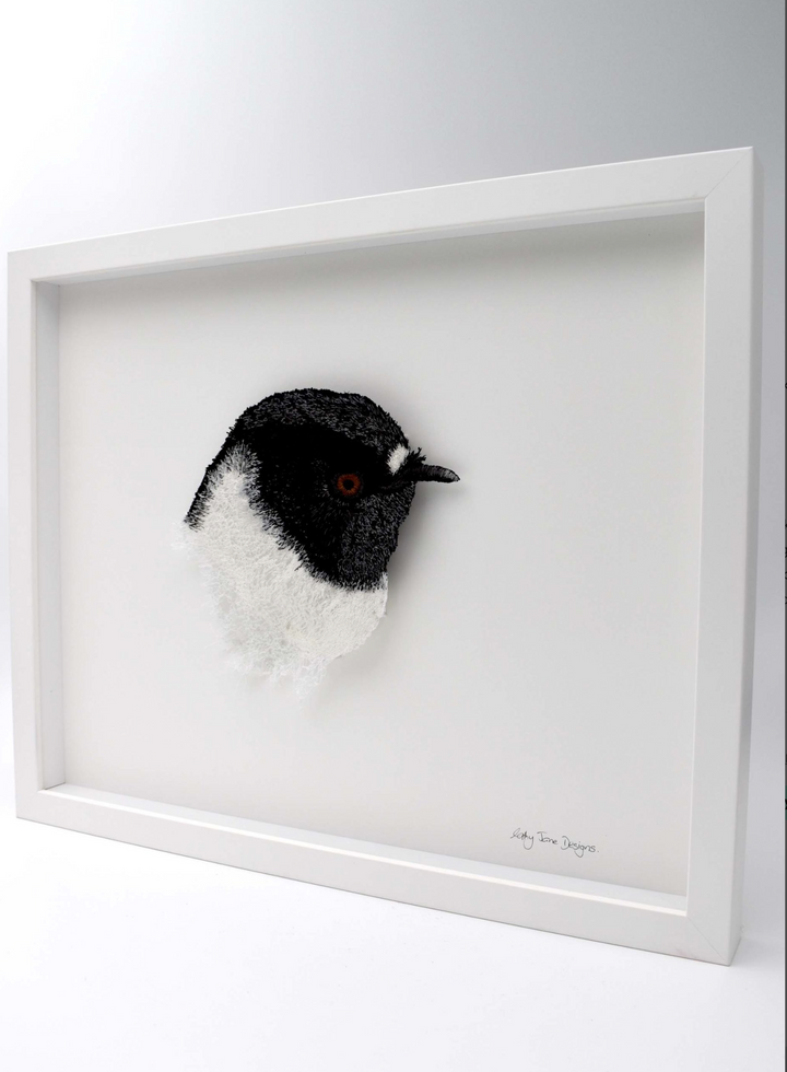 Tomtit (miromiro) 3D Thread Sculpture.