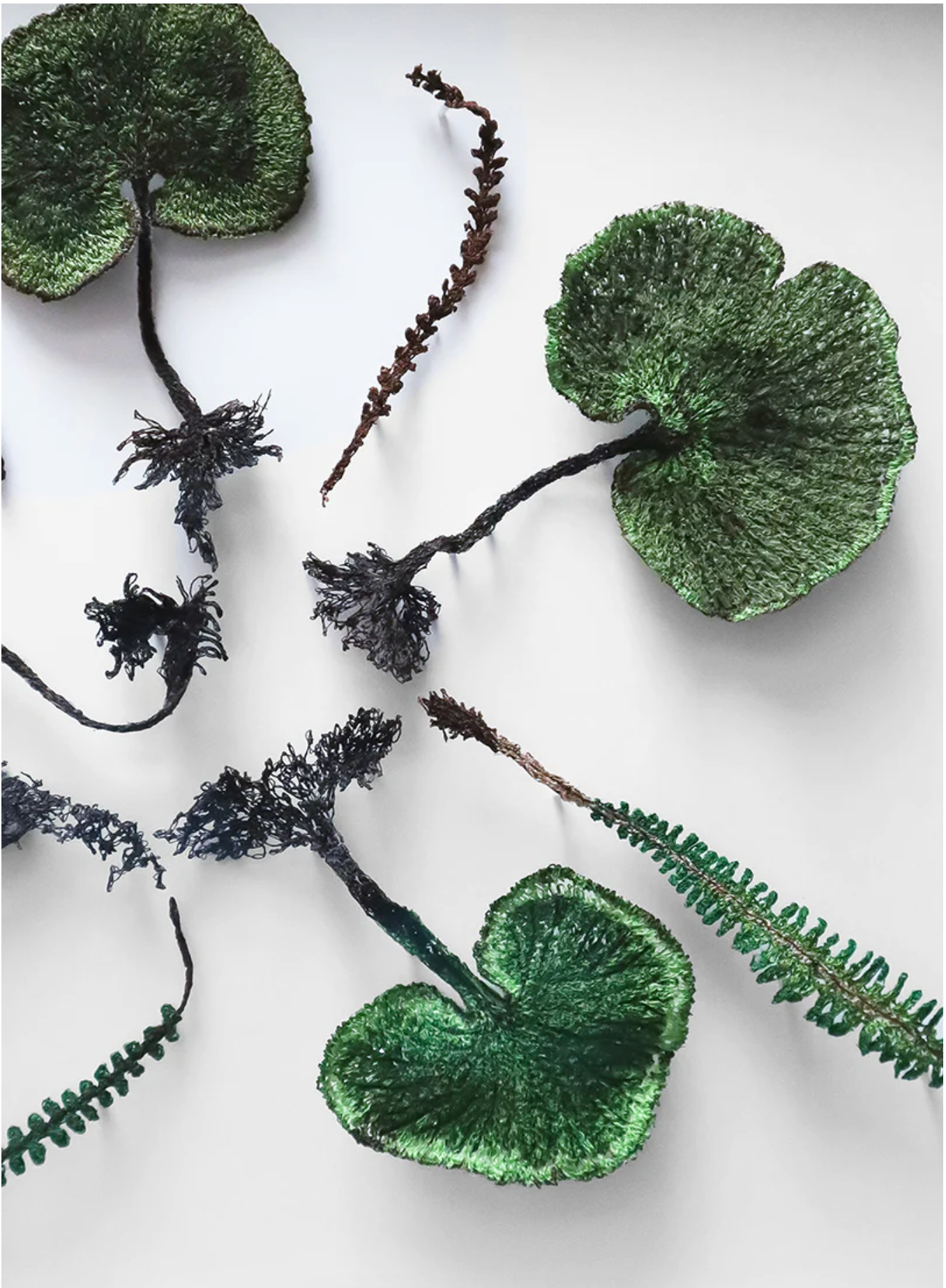 New Zealand Ferns sculptural embroidery