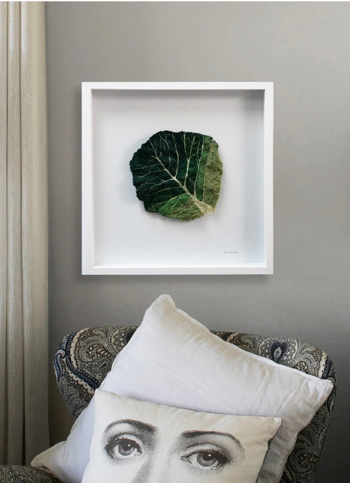 Green cabbage leaf 3D Thread Sculpture.