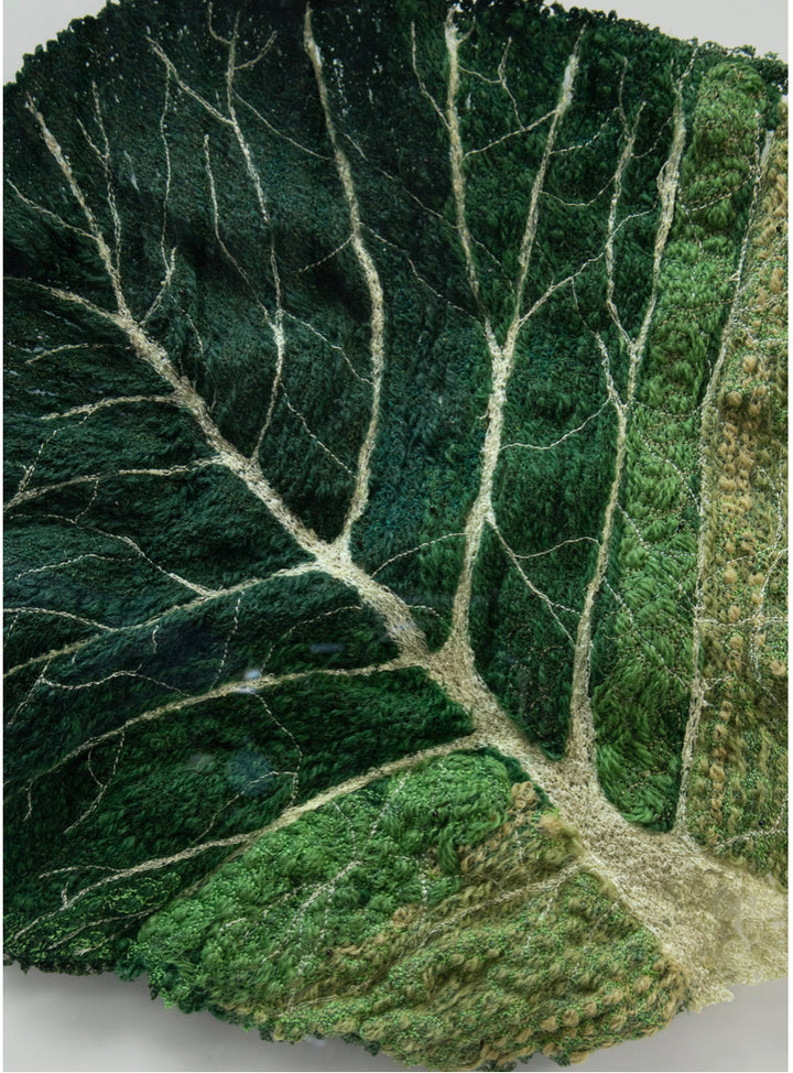 Green cabbage leaf 3D Thread Sculpture.