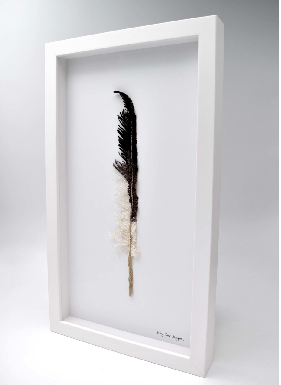 Gannet feather sculptural embroidery