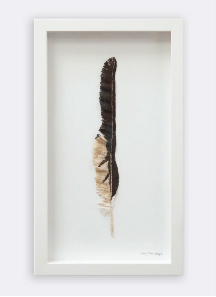 Harrier Hawk feather 3D Thread Sculpture.