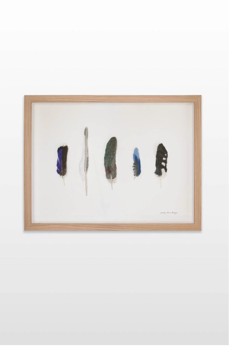 NZ bird feathers 3D Thread Sculpture. #5.