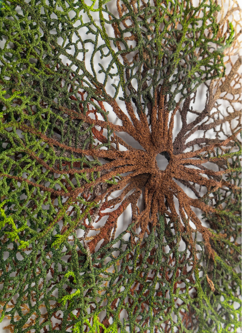 Leaf vein formation 3D Thread Sculpture.