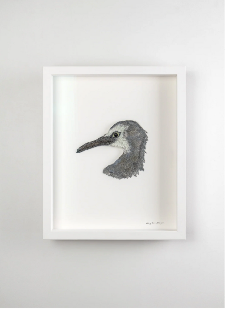 White Faced Heron 3D Thread Sculpture.