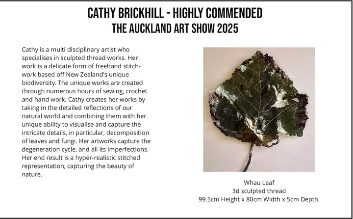 Whau Leaf of NZ thread sculpture. (Award winning piece).