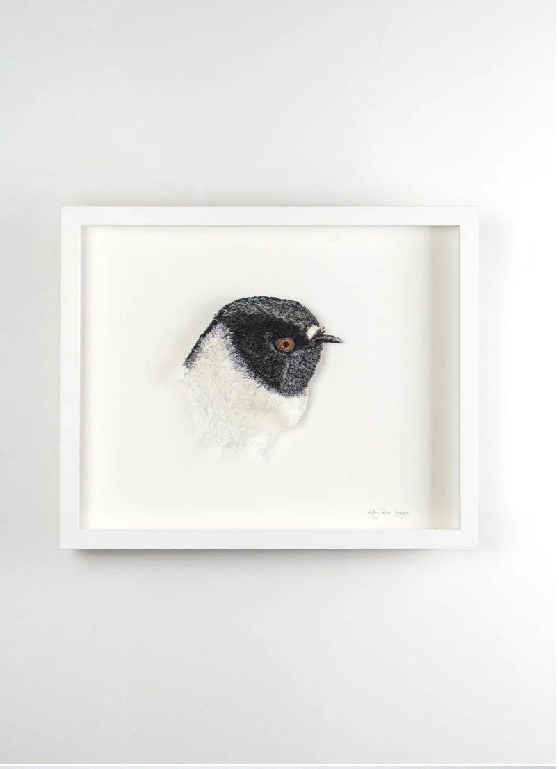 Tomtit (miromiro) 3D Thread Sculpture.