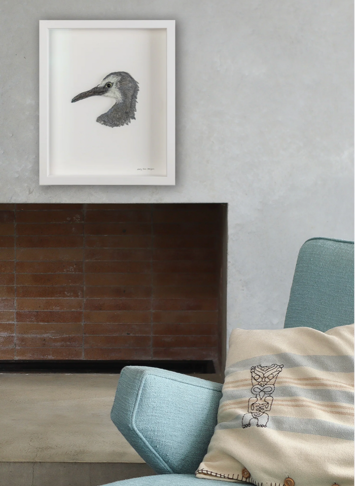 White Faced Heron 3D Thread Sculpture.