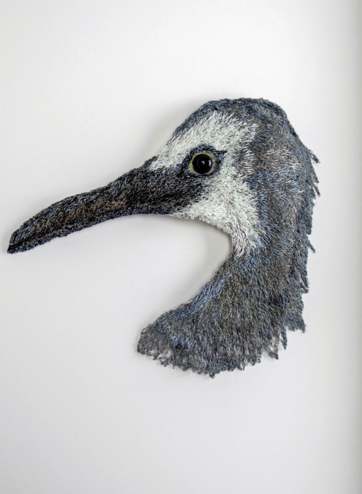 White Faced Heron 3D Thread Sculpture.