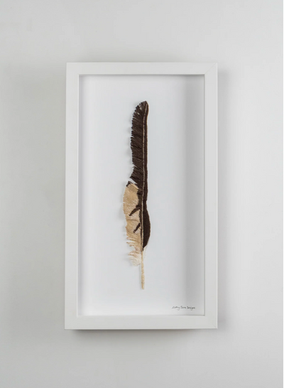 Harrier Hawk feather 3D Thread Sculpture.
