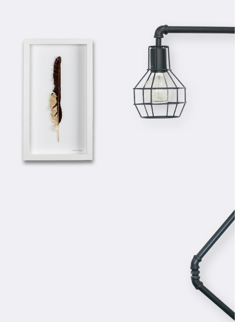 Harrier Hawk feather 3D Thread Sculpture.