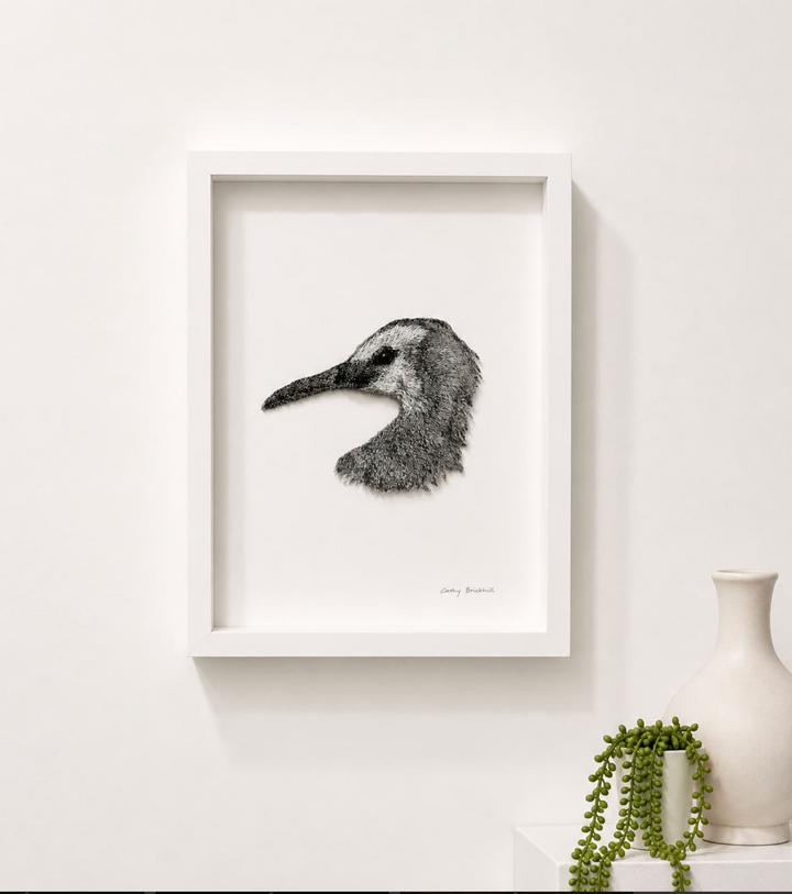 White Faced Heron 3D Thread Sculpture.