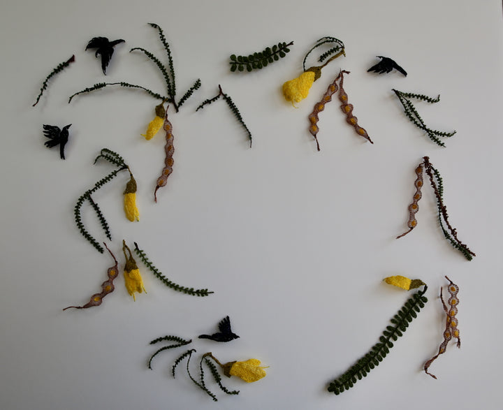 Springtime Kōwhai 3D Thread Sculpture