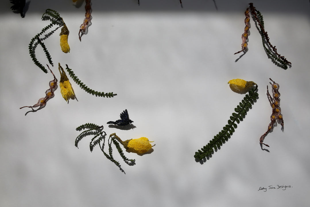 Springtime Kōwhai 3D Thread Sculpture