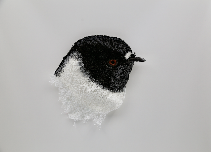 Tomtit (miromiro) 3D Thread Sculpture.