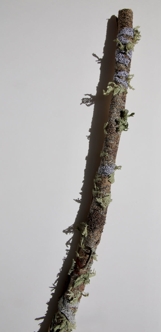 Native branchlet and lichen 3D Thread Sculpture.