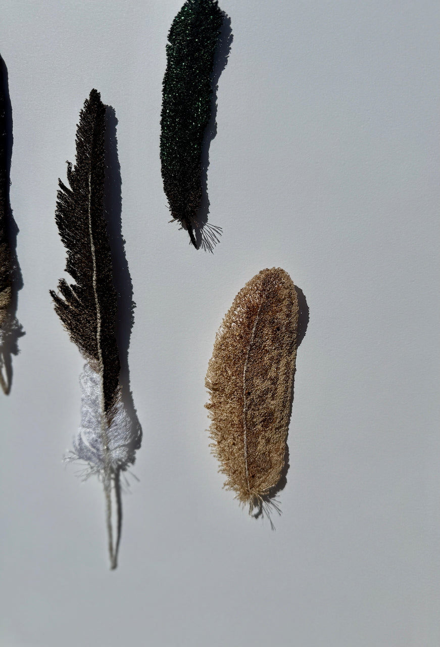 NZ bird feathers 3D Thread Sculpture. #6