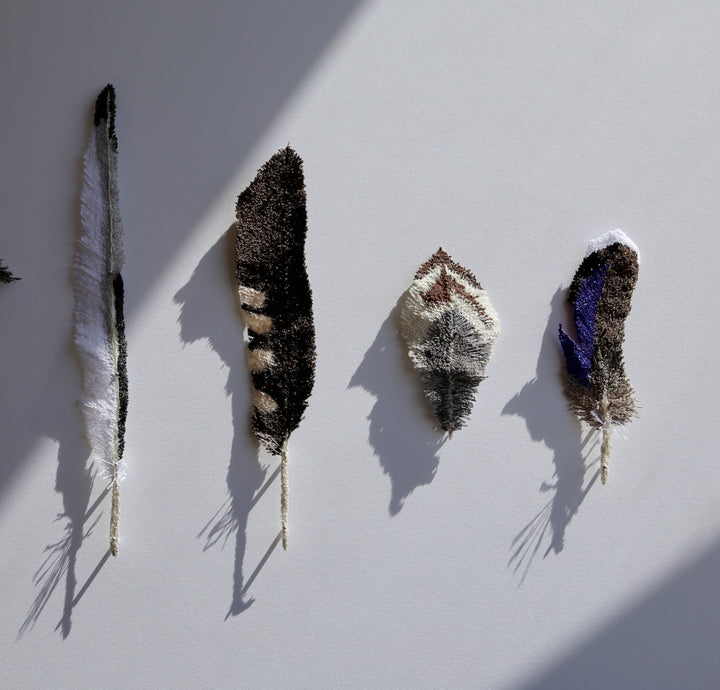 NZ bird feathers 3D Thread Sculpture. #7.
