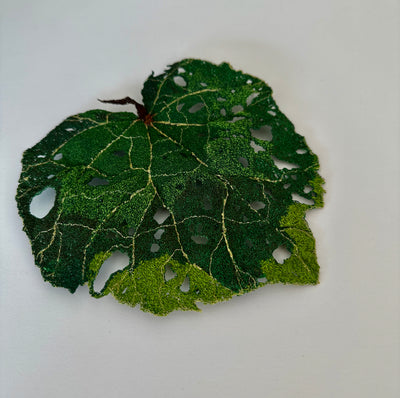 Kawakawa Leaf sculptural embroidery