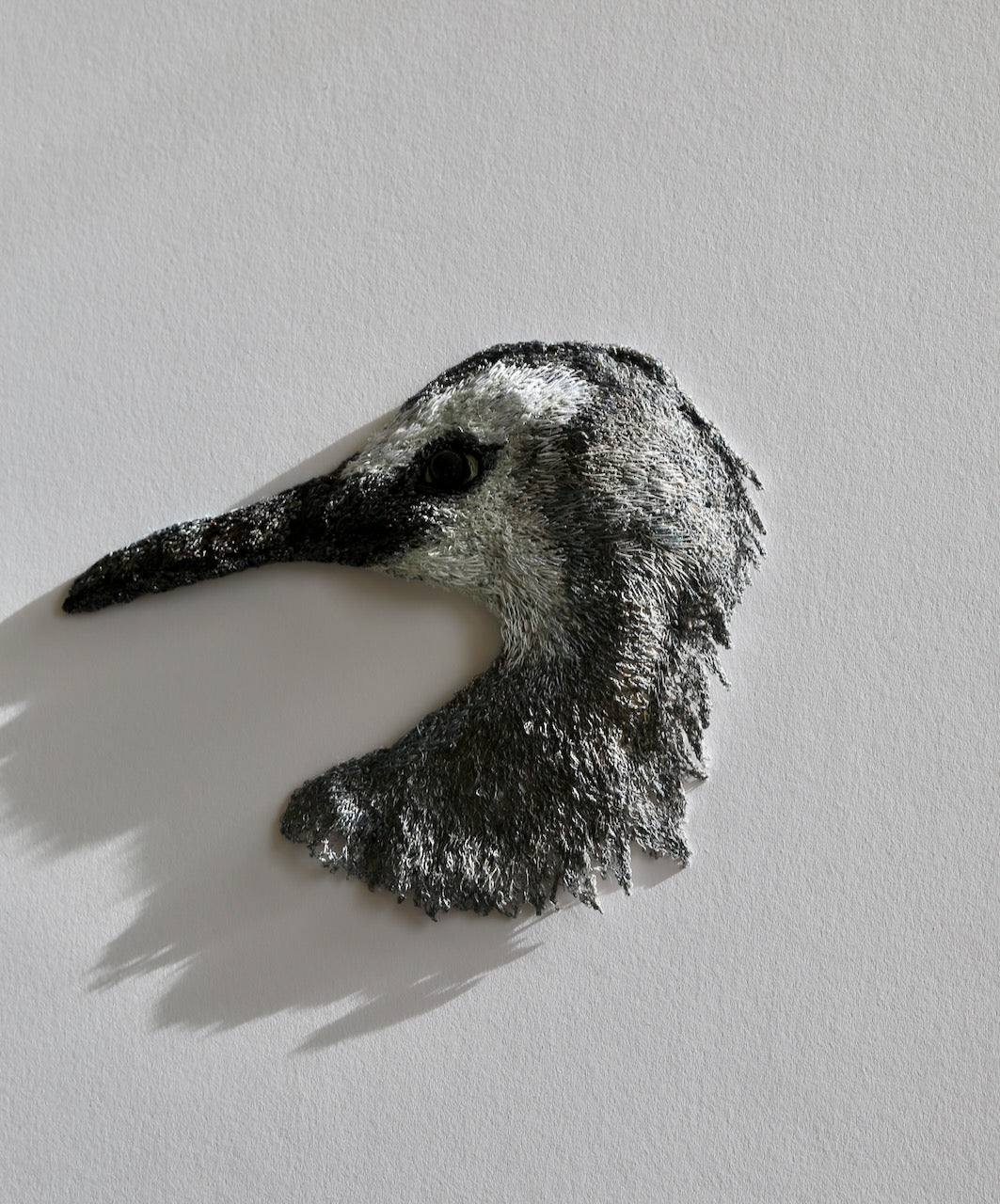 White Faced Heron 3D Thread Sculpture.