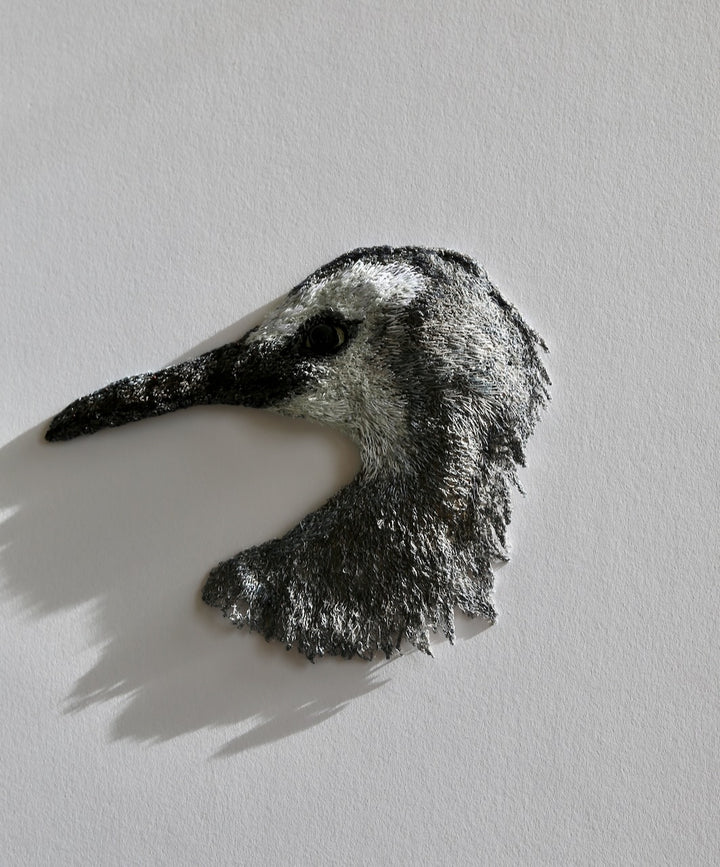 White Faced Heron 3D Thread Sculpture.
