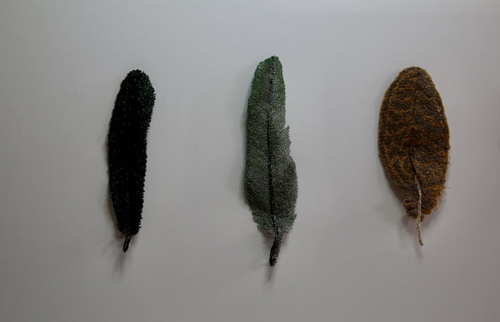 NZ bird feathers 3D Thread Sculpture. #3.