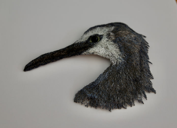 White Faced Heron 3D Thread Sculpture.