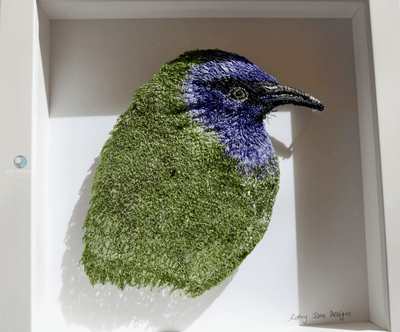 Bellbird sculptural embroidery - Cathy Jane Designs