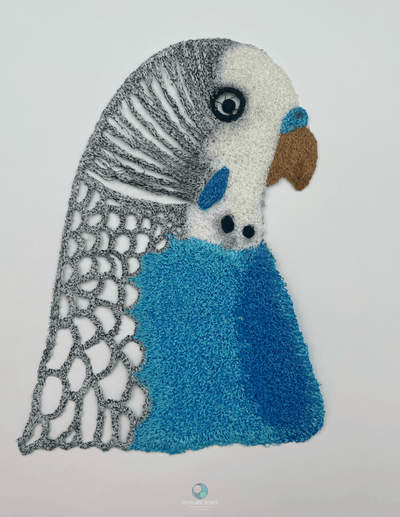 Blue Budgie Sculptural Embroidery Sculptured Embroidery Fauna