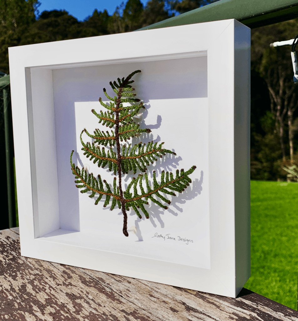 Bracken Leaf sculptural embroidery #2 - Cathy Jane Designs
