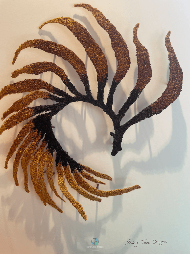 Bull Kelp Seaweed Sculptural Embroidery Sculptured Embroidery Flora