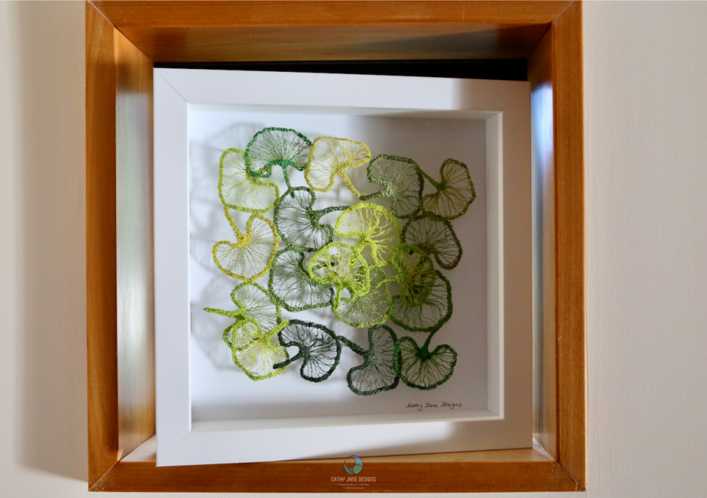 Coastal bindweed square sculptural embroidery - Cathy Jane Designs