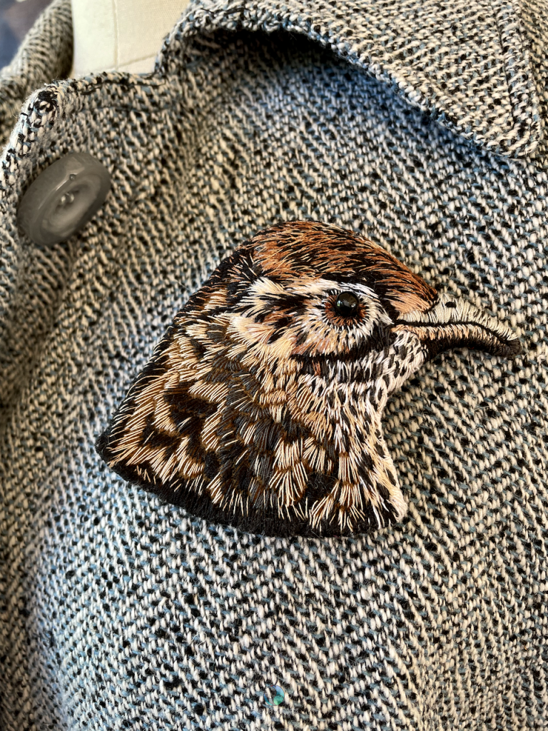 Fernbird embroidery brooch - Cathy Jane Designs